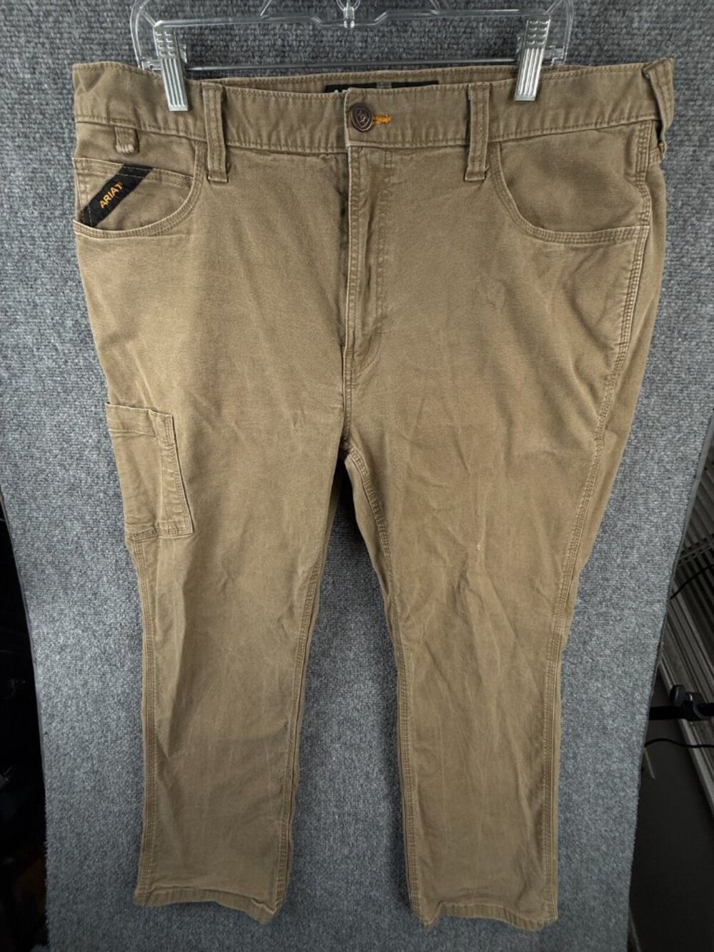 Ariat Rebar M4 Canvas Pants Beige actl 40x27 Relaxed Straight Workwear Men Adult